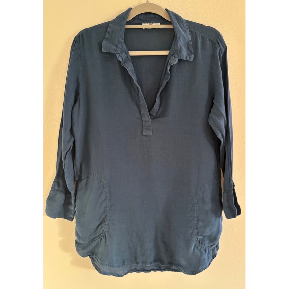 Vineyard Vines Tunic Womens Medium Blue Linen Beach Coastal Preppy Travel Resort